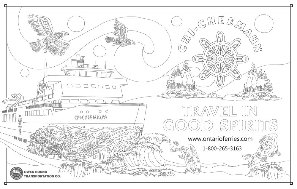 manitoulin coloring book ms chi-cheemaun ontario ferries own sound transportation illustrations custom page