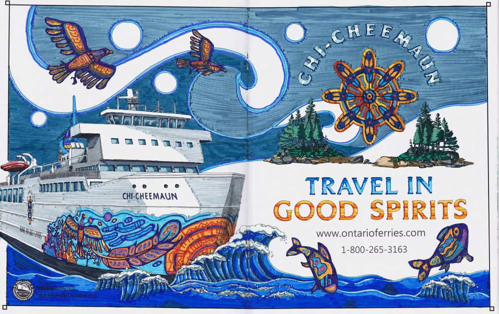 ms chi-cheemaun ontario ferries boats manitoulin coloring book adult owen sound transportation